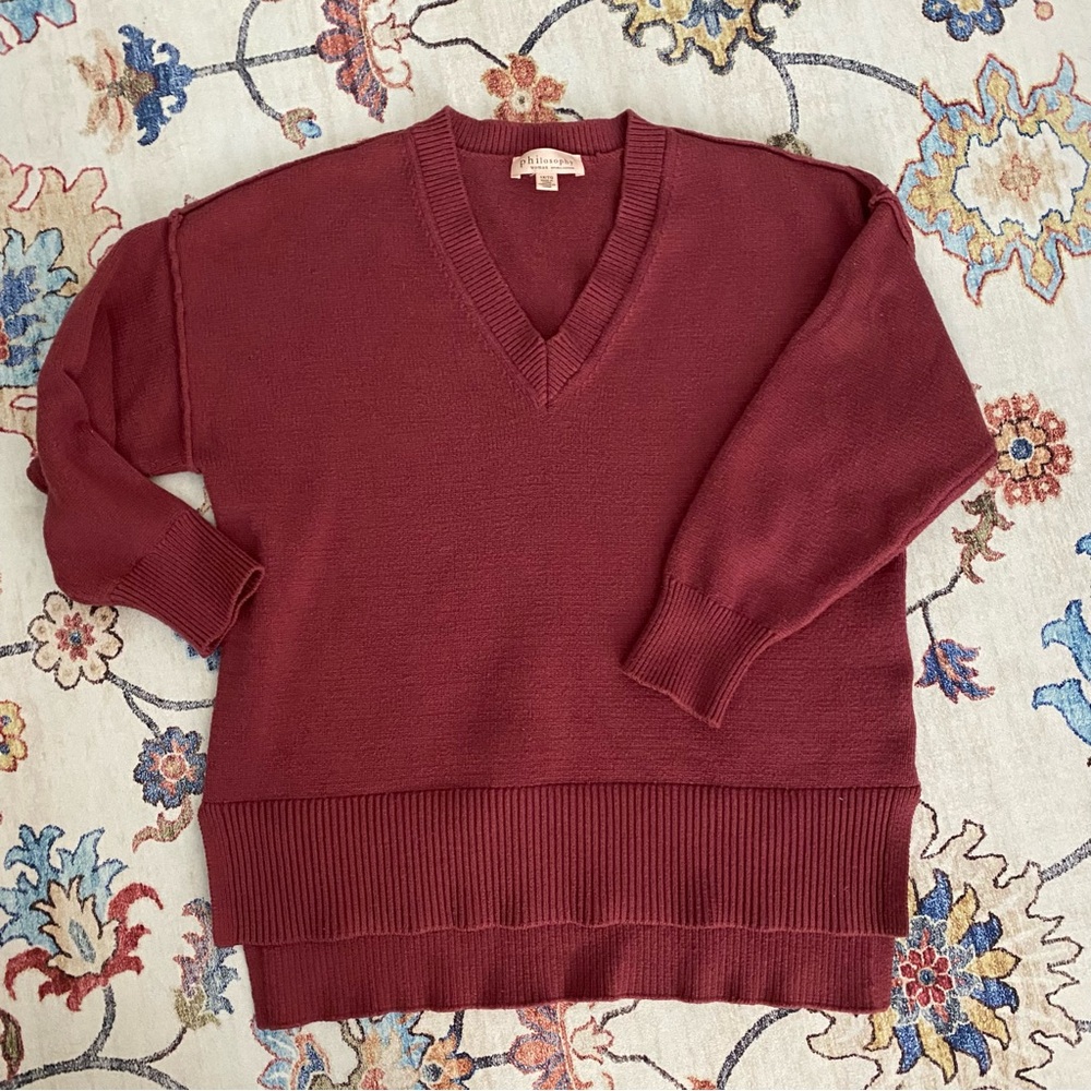 Philosophy Burgundy V-Neck Sweater